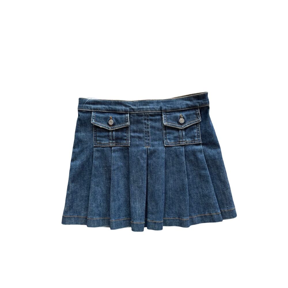 Y2K Juicy Couture Denim Pleated Schoolgirl Mini Skirt S